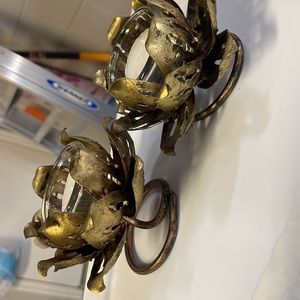 Pair of Lotus Flower Candle Holders